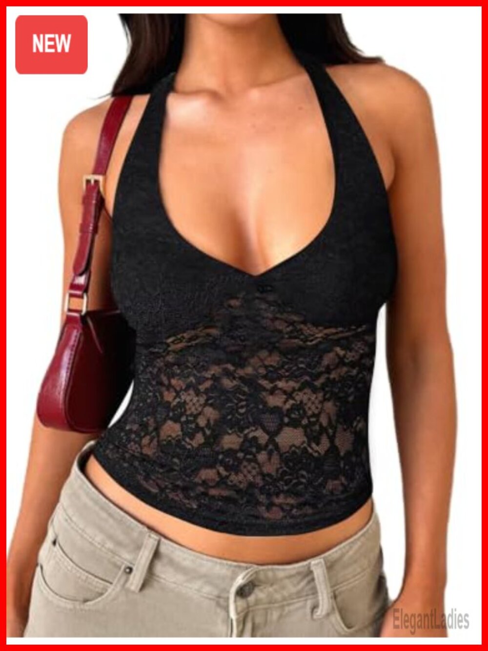 Lace Halter Crop Top Sheer Open Back Y2K Going Out Tank